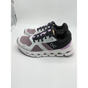 On Women's Cloudrunner Sneakers, Heron/Black, 6 Medium US